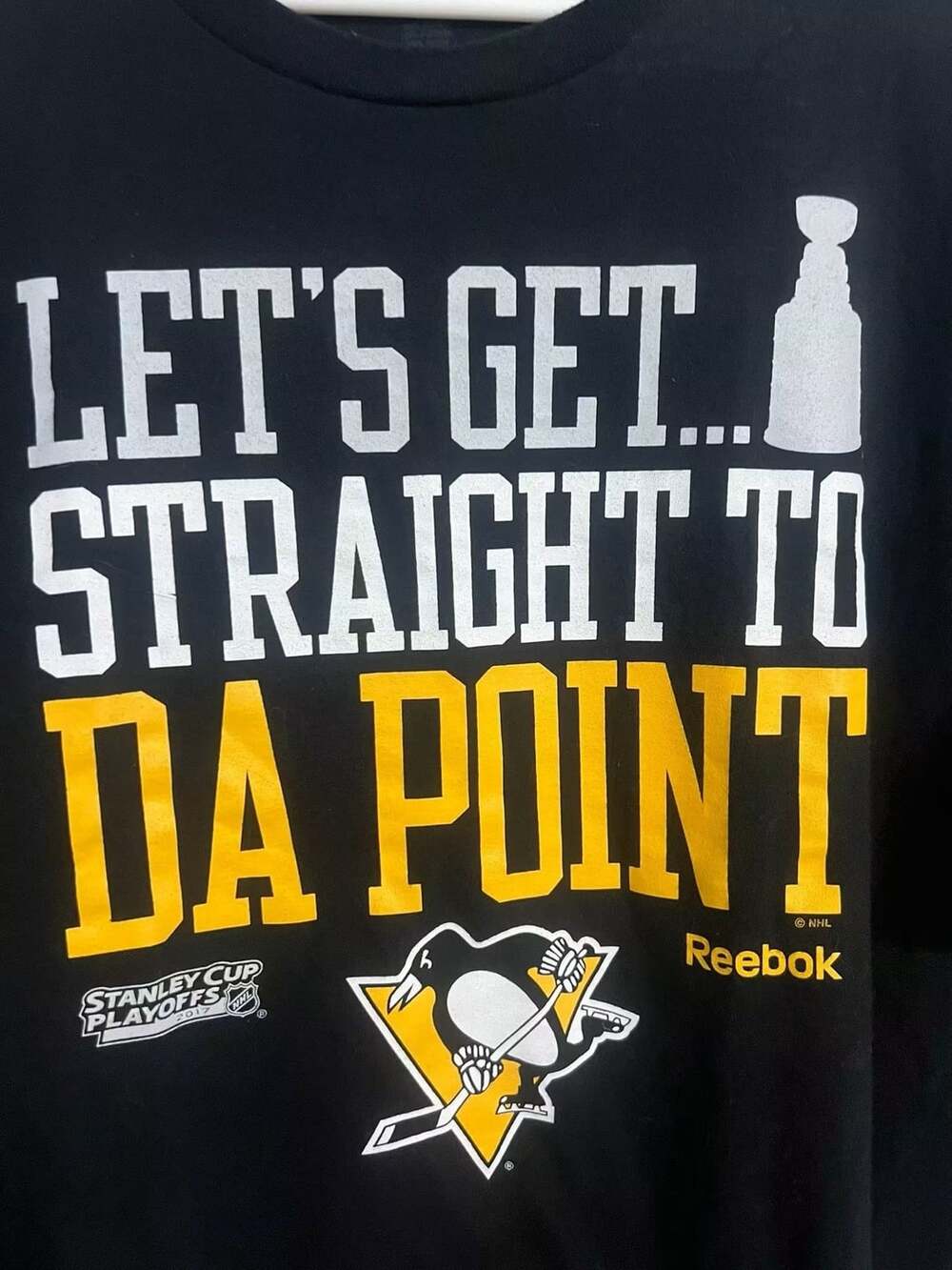 Reebok Pittsburgh Penguins T-Shirt Size XL Black Stanley Cup Playoffs
